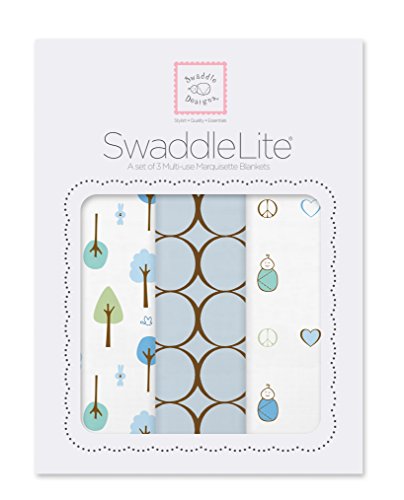 SwaddleDesigns Pucktücher aus Premium Baumwollmarquisette, 3er Set, Niedlich und Ruhig, Pastellblau