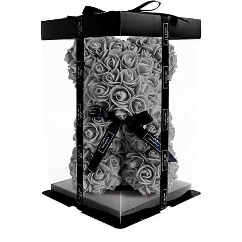 Infinity® - Rosenbär in Geschenkbox, als Geburtstagsgeschenk, zum Valentinstag, für die Freundin oder zum Muttertag mit 300 handgeklebten Rosen - Edler Rosen Teddy in 25cm oder 40cm