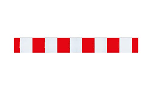 Orafol ORALITE Reflexfolie für Absperrschranken rot-weiß als 2 m Zuschnitt - Reflexionsklasse RA1 oder RA2 - reflektierende Ersatzfolie für Baustellenschranken (250 mm Breite, RA1/A)