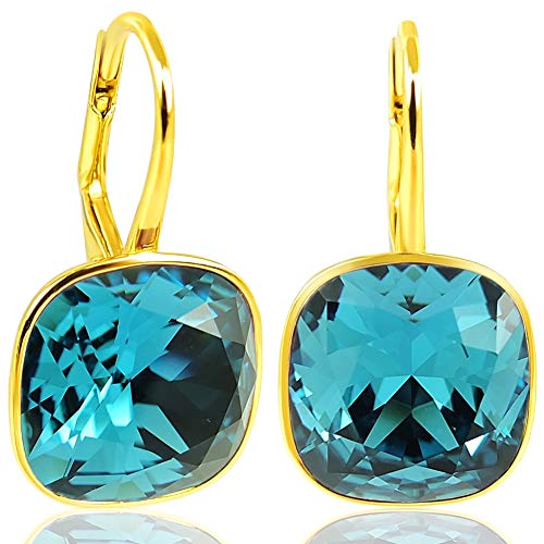 Ohrringe mit Kristallen von Swarovski® Gold Petrol Blau Türkis NOBEL SCHMUCK