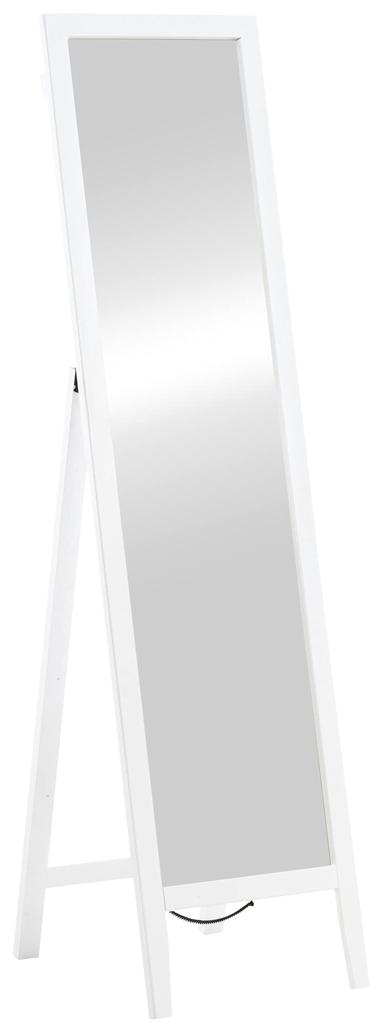 CLP Standspiegel Tandel I Bodenspiegel mit Holzrahmen I Ganzkörperspiegel kippbar I Spiegel mit Standfuß, Farbe:weiß