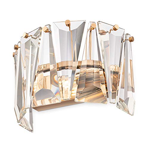 Moderner Kristall Wandleuchte, Halbrund, 1-flammig, Gold, aus Metall und Glas, Design Art Deco, 1x E14 40W 230V exkl. für Wohnzimmer, Lobby, Schlafzimmer, Esszimmer und Büro