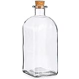 Flaschen aus Glas mit Deckel aus Kork - Essigspender - Ölspender - Glasflasche mit Korken Größe 6 x 1000 ml