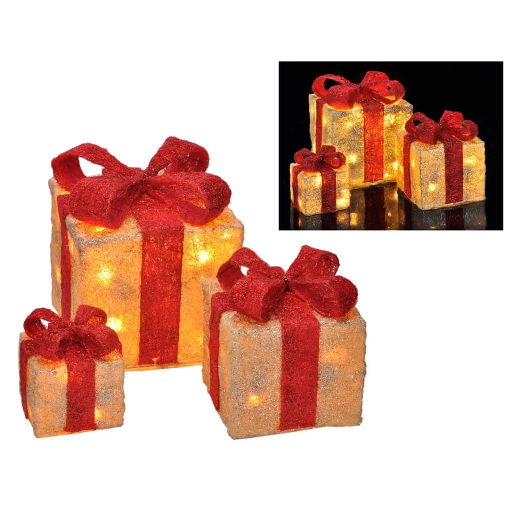 Unbekannt LED-Geschenkboxen mit Glitter, 3er Set