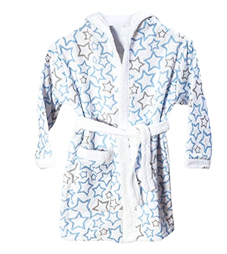 Ti TIN Baby Bademantel für Jungen oder Mädchen aus 100% Baumwolle, mit Sternendruck für Babys von 1 Jahr, Größe 80 cm