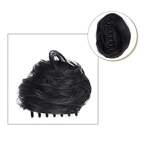 Haarteil Mit Gummiband Claw Clip Messy Bun Hairpiece Curly Chignon Hair Bun Extensions Brasilianisches Echthaar Clip In Pferdeschwanz Haarteil Scrunchie for Frauen Non-Remy Hair Unordentliches Haartei