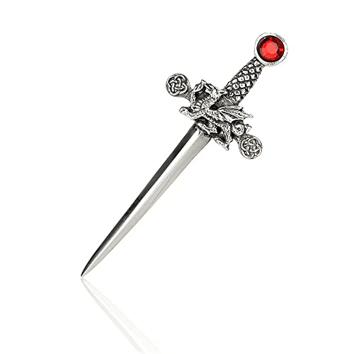 Eburya Welsh Dragon & Sword - Handgefertigter Kilt Pin mit dem walisischen Drachen