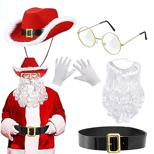 Weihnachtsmann-Bartmütze, Handschuhe, Halstuch, Brille, Handschuhe, Gürtel, Weihnachtsmann-Kostüme, Verkleidungen, Requisiten, Weihnachtsmann-Bart und Mütze
