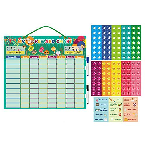 Magnetische Belohnungstafel für Kinder Buntes KalenderTafel Spielzeuggeschenk für bis zu 2 Kinder mit hängender Schleife