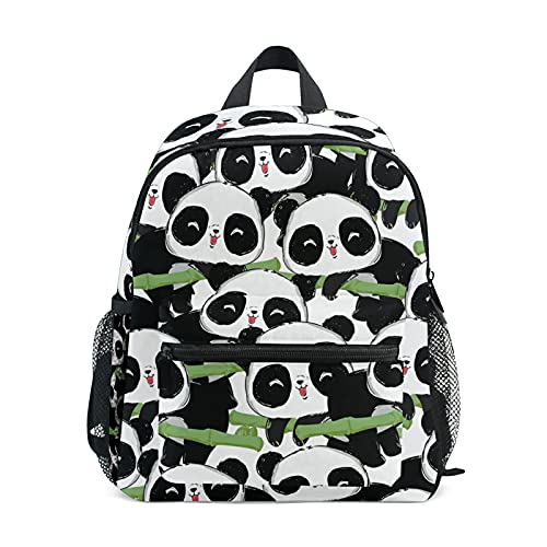 Kinderrucksack für Mädchen und Jungen, niedliches Panda-Bambus-Muster, Schultasche mit Brustgurt und Flaschenhalter, Rucksack für Vorschule, Kindergarten, leicht