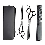 Yardwe Professionelle Friseurscheren Set Haarschneidescheren Friseur Effilierschere und Kamm nach Hause Friseurscheren