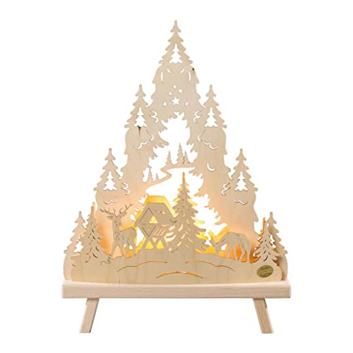 Rudolphs Schatzkiste Dekoleuchte-Spitze Wald,elektrisch beleuchtet inkl. LED-Leuchtmittel BxHxT 30x41x6cm NEU Fensterbild Fensterdeko