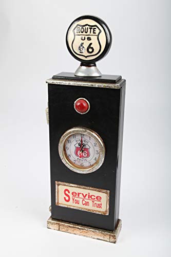 point home Design-Schlüsselschrank „Zapfsäule“ mit Uhr, Retro, schwarz, 63cm