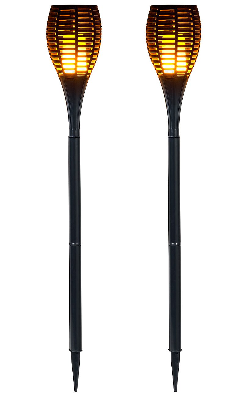 Luminea Gartenfackel: 2er-Set LED-Gartenfackeln,realistisches Flammenflackern,2.000-mAh-Akku (LED Gartenfackel, LED Fackeln außen, Außenbeleuchtung)