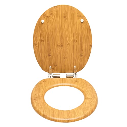 eSituro WC Sitz mit Absenkautomatik,Antibakterieller Stabile Toilettendeckel für Badinstallationen,MDF Holzkern,Einfache Montage Toilettensitz,Hochwertige Wc Deckel Klobrille