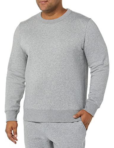 Amazon Aware Herren Fleecesweatshirt mit Rundhalsausschnitt, Grau Meliert, M