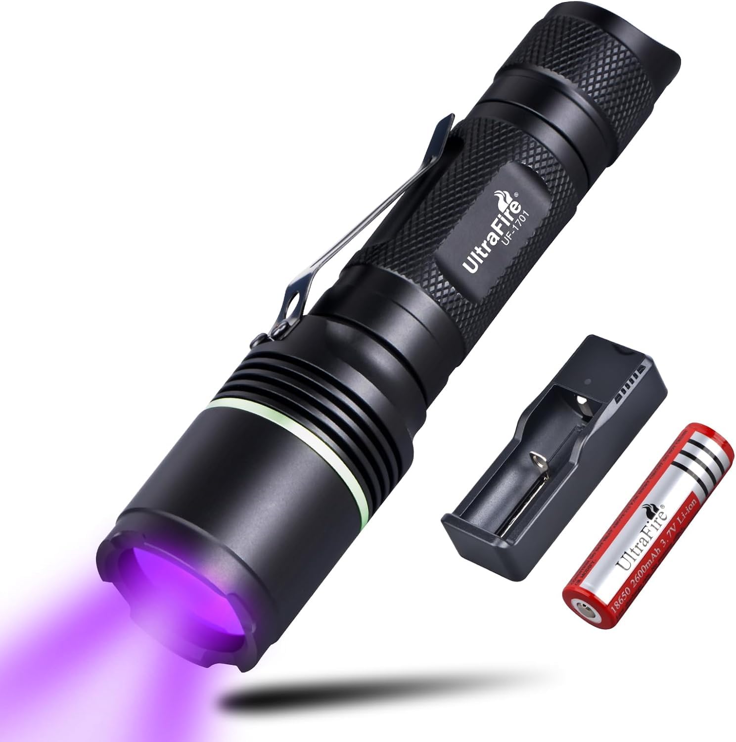UltraFire UV Taschenlampe 395nm LED Schwarzlicht, Single Mode Ultraviolett Lampe UV Licht, für Aushärtendes Harz, UV Kleber, Haustier Urinflecken, Skorpion Detektion