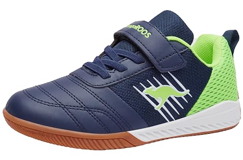 KangaROOS Unisex-Kinder Super Court EV Sneaker, Dk Navy/Lime, 30 EU