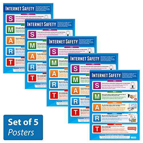 Internet Sicherheit Poster – 5 Stück | Online Safety School Poster | laminiertes Glanzpapier 850 mm x 594 mm (A1) | Internet Sicherheit Klassenzimmer Poster | Bildung Diagramme von Daydream Education