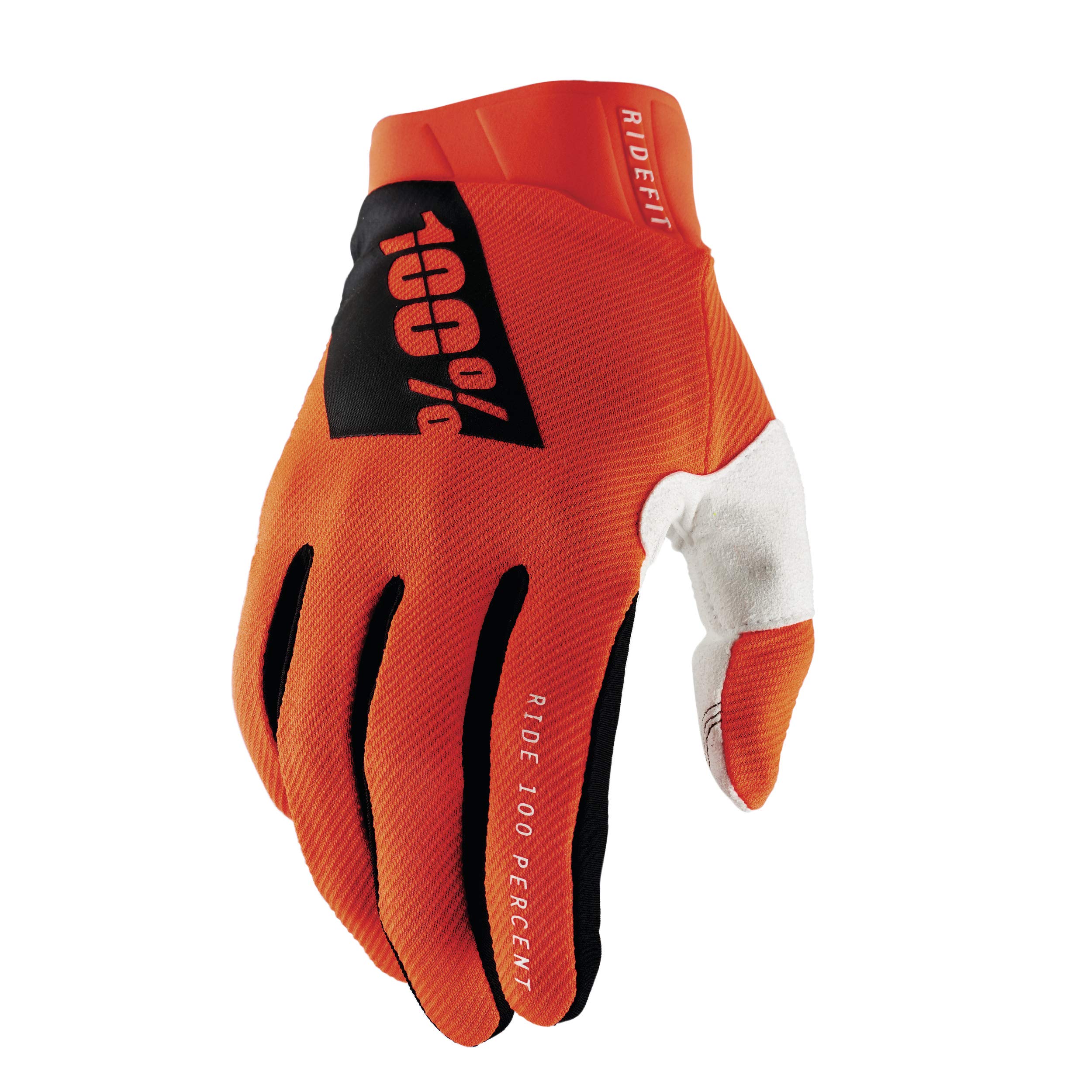 100% Ridefit Handschuhe, Erwachsene (Neon Orange, Groß)
