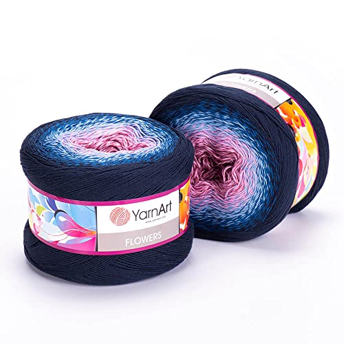 YarnArt Flowers 2 x 250 Gr Knitting Yarn 500 Gr 55% Baumwolle - 45% Pac - Color:Multicolored 273