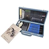 60Pcs/Set Professionelles Kohle-Bleistift-Set Zeichnen und Skizzieren Bleistift für Anfänger Künstler(Grau, 60 Stück)