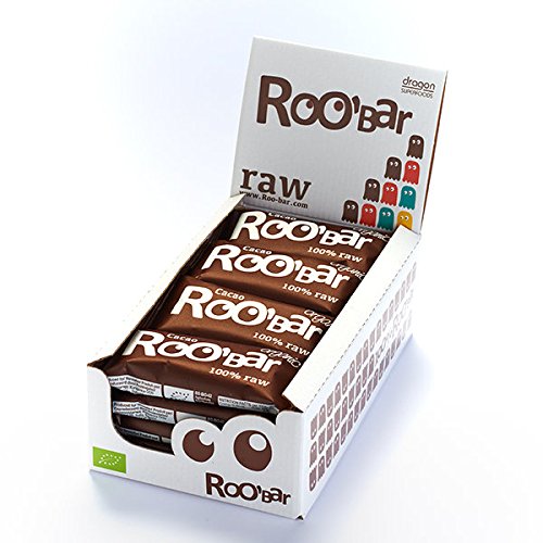 ROO'BAR Kakao & Cashew (ohne Nibs) - 16 Stück (16x 50g) - Rohkost-Riegel mit Superfoods (bio, vegan, glutenfrei, roh)