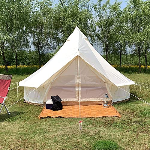 Zelte für Camping, 4-Jahreszeiten-Cotton Bell Glamping-Zelt Outdoo Family mit Reißverschluss-Bodenplane, Netztür für Camping, Jagd