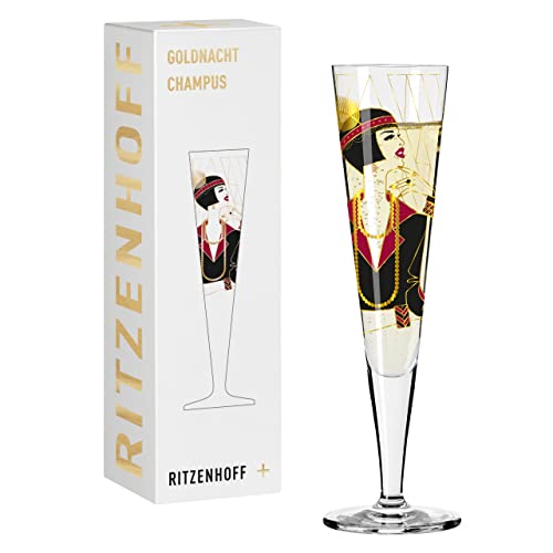 RITZENHOFF GOLDNACHT Champagnerglas #27 von Samy Halim, aus Kristallglas, 205 ml, in Geschenkverpackung
