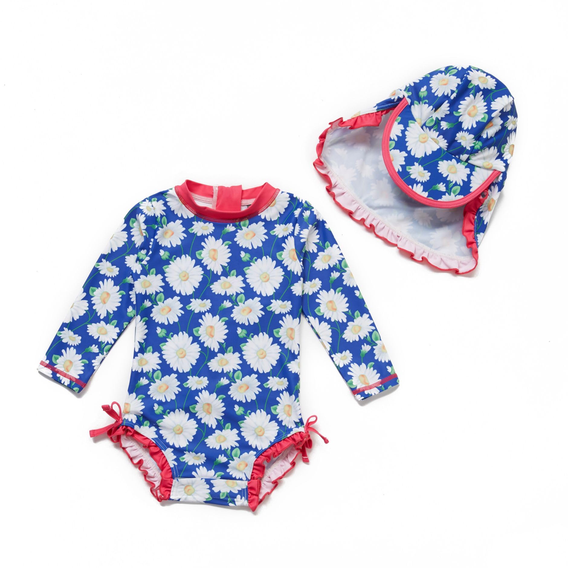 Soui Baby Mädchen EIN stück Langärmelige-Kleidung UV-Schutz 50+ Badeanzug MIT Einem (Blaue Chrysantheme, 3-6)