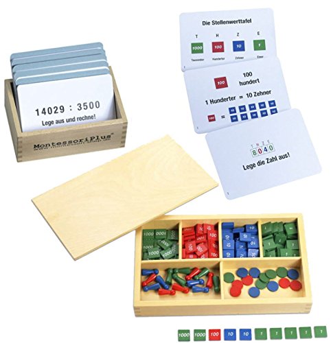 Markenspiel mit 100 Aufgabenkarten, Montessori-Material zur Freiarbeit mit Lernkartei inkl. Selbstkontrolle