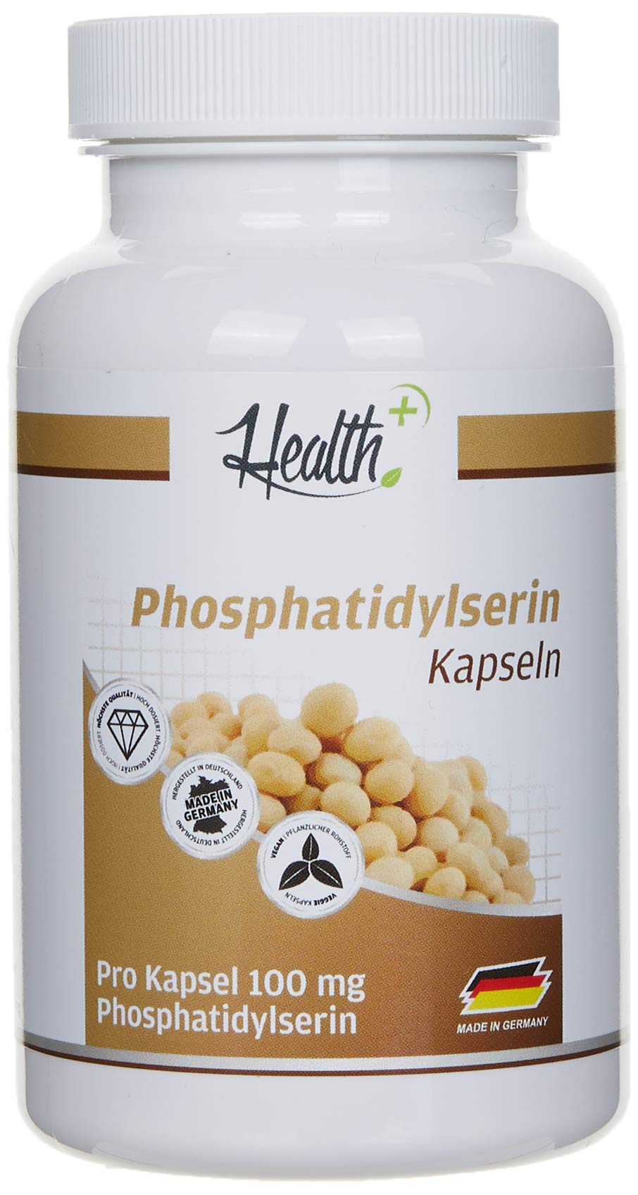 Zec+ Nutrition Health+ Phosphatidylserin - 120 Kapseln mit 100 mg Phosphatidylserin pro Kapsel, aus Soja, für Konzentration und Gedächtnis, Made in Germany