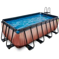 EXIT Wood Pool 400x200x122cm mit Filterpumpe - braun