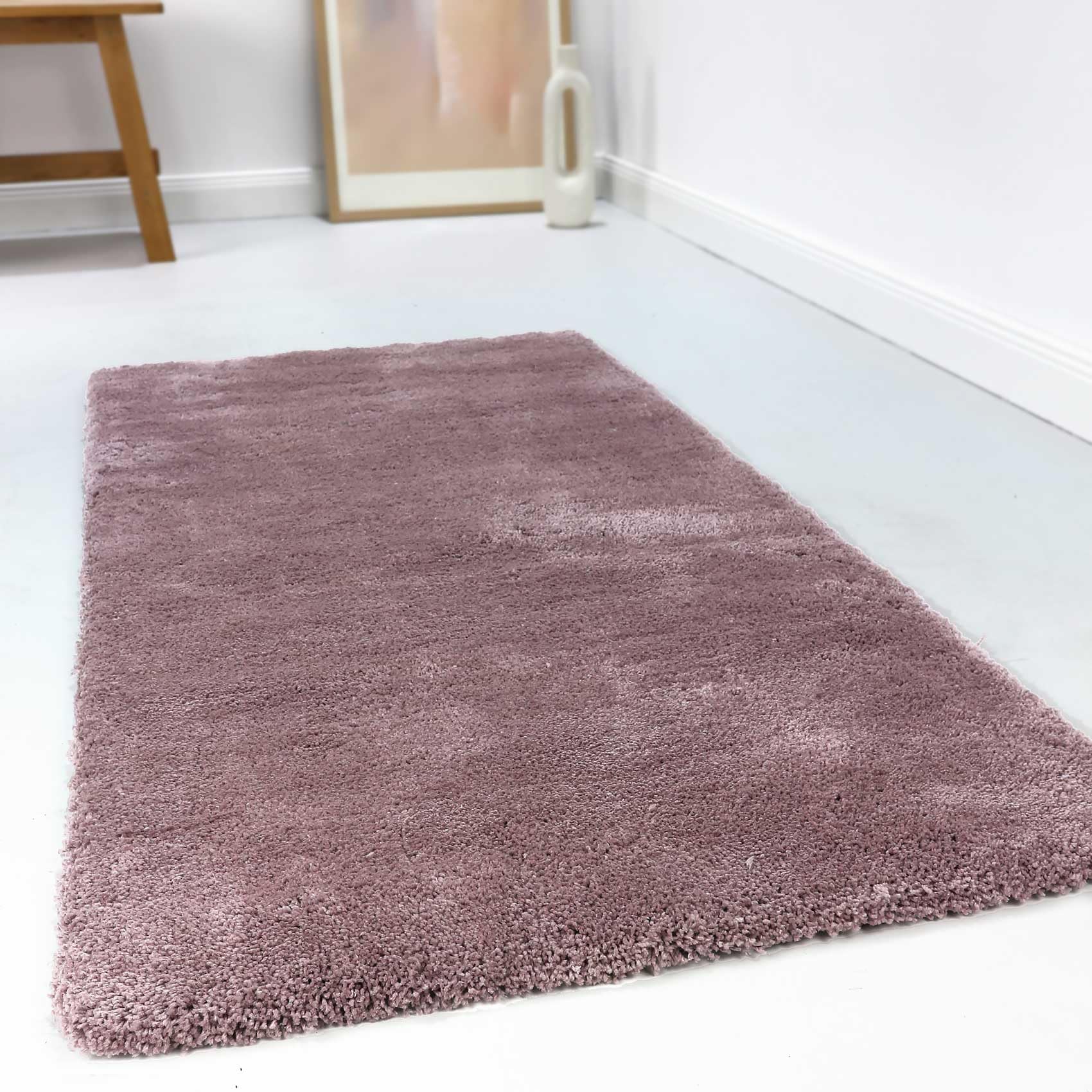 wecon home Kuschelig weicher Esprit Hochflor Teppich, bestens geeignet fürs Wohnzimmer, Schlafzimmer und Kinderzimmer RELAXX (80 x 150 cm, Flieder)