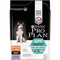 Pro Plan Dog Dog GRAIN FREE Medium & Large Adult Sensitive Digestion OPTIDIGEST reich an Truthahn Trockenfutter Beutel, 12000 g