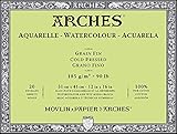 Arches 1795055 Aquarellpapier im Block (31 x 41 cm, 4-seitig geleimt, 185g/m² Feinkorn) 20 Blattnaturweiß
