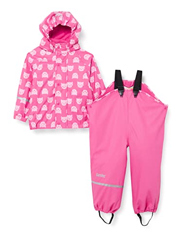 CareTec Baby und Kinder Regenjacke und Regenhose mit Fleece Futter im Set, Real pink (546), 104