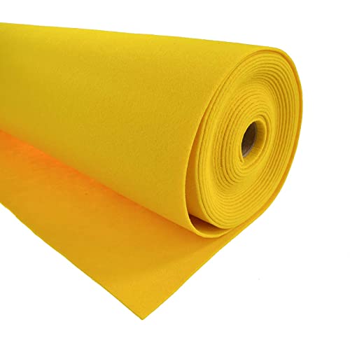 Bastelfilz 5m Rolle Filz 90cm x 1,5mm Dekofilz Taschenfilz Filzstoff, Farbe:gelb