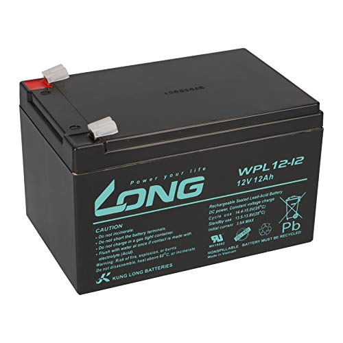 Kung Long 12V 12Ah WPL12-12, Bleiakku Batterie, geeignet für Sicherheitstechnik, Brandmeldeanlagen, ELA-Anlagen, USV, Telekommunikation, Notstromanlagen (12Ah)