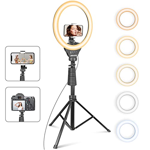 UBeesize Ringlicht mit Stativ, 12 Zoll Selfie Ringlicht mit 62 Zoll Stativ Ständer für Videoaufnahmen und Live Stream Berühren Ringlicht Kompatibel Handys, Kameras und Webcams