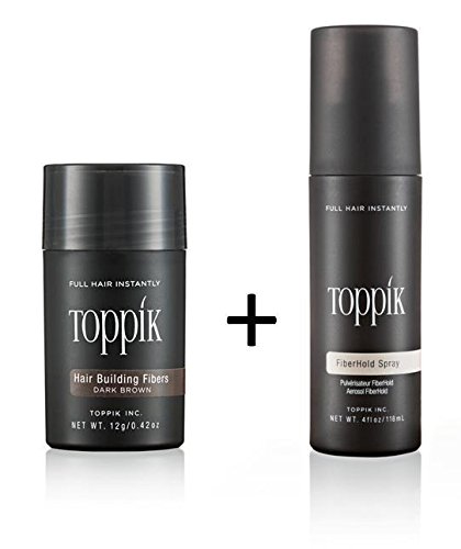 TOPPIK SET 12 g. Haarfasern + Fixier Spray 118ml. Haarverdichtung Streuhaar, Farbton:Grau (Gray)