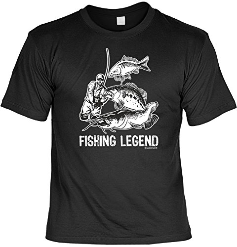 Angler T-Shirt Fishing Legend Angel Fun Shirt Geburtstag Geschenk geil Bedruckt mit Angler Urkunde