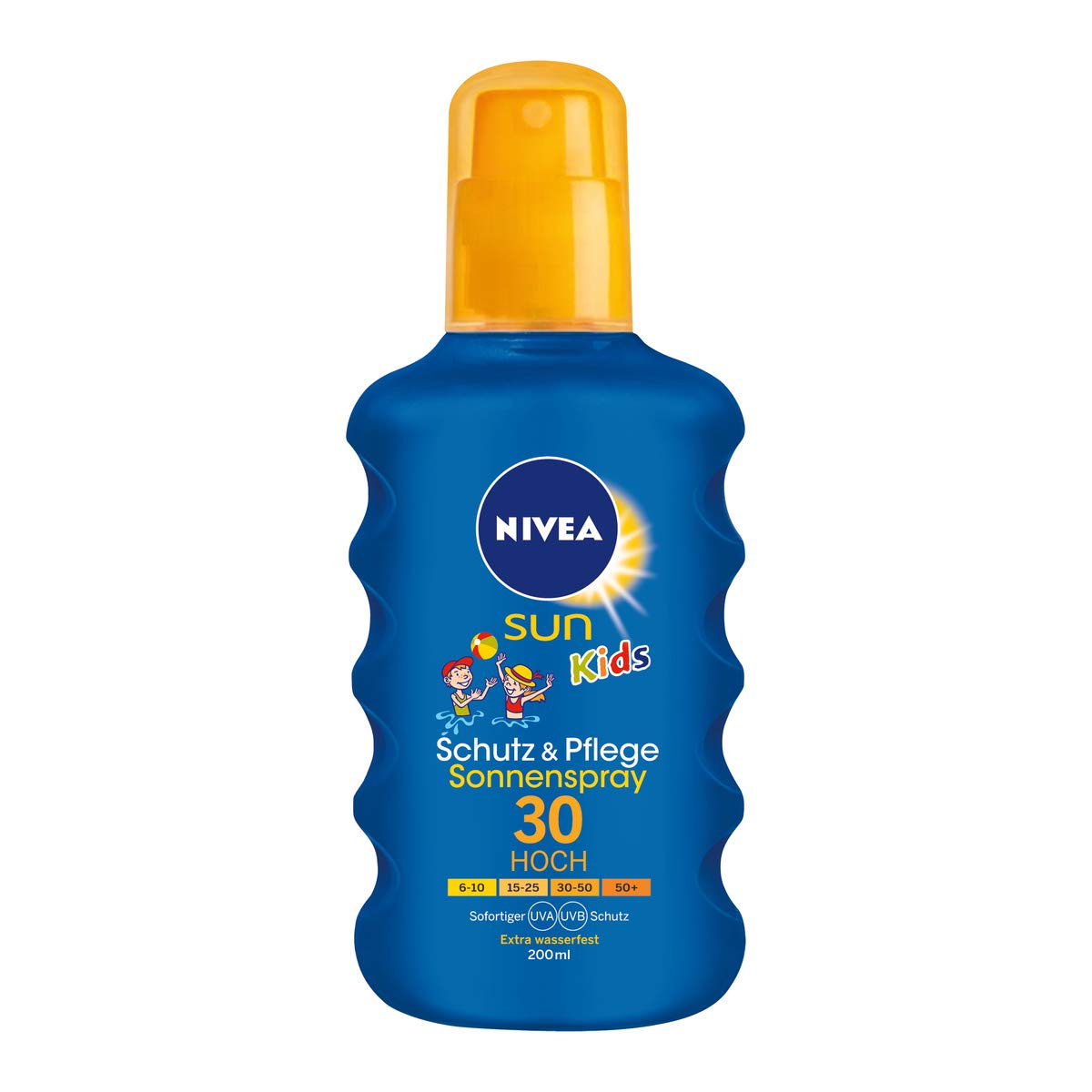 NIVEA SUN Sonnenspray für Kinder, Lichtschutzfaktor 30, 200 ml Sprühflasche, Kids Schutz & Pflege