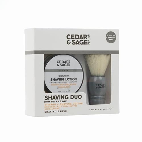 Cedar & Sage Shaving Duo - Vitamin C Rasierlotion & Rasierpinsel