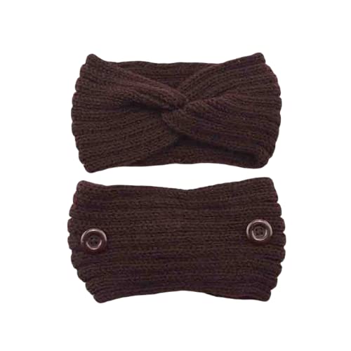 TOBILE Ohrenschützer Winter Gestrickte Stirnbänder für Frauen Warmes Haarband mit Knopf Ohrwärmer Stricken Turban Bandage Haarzubehör - 12