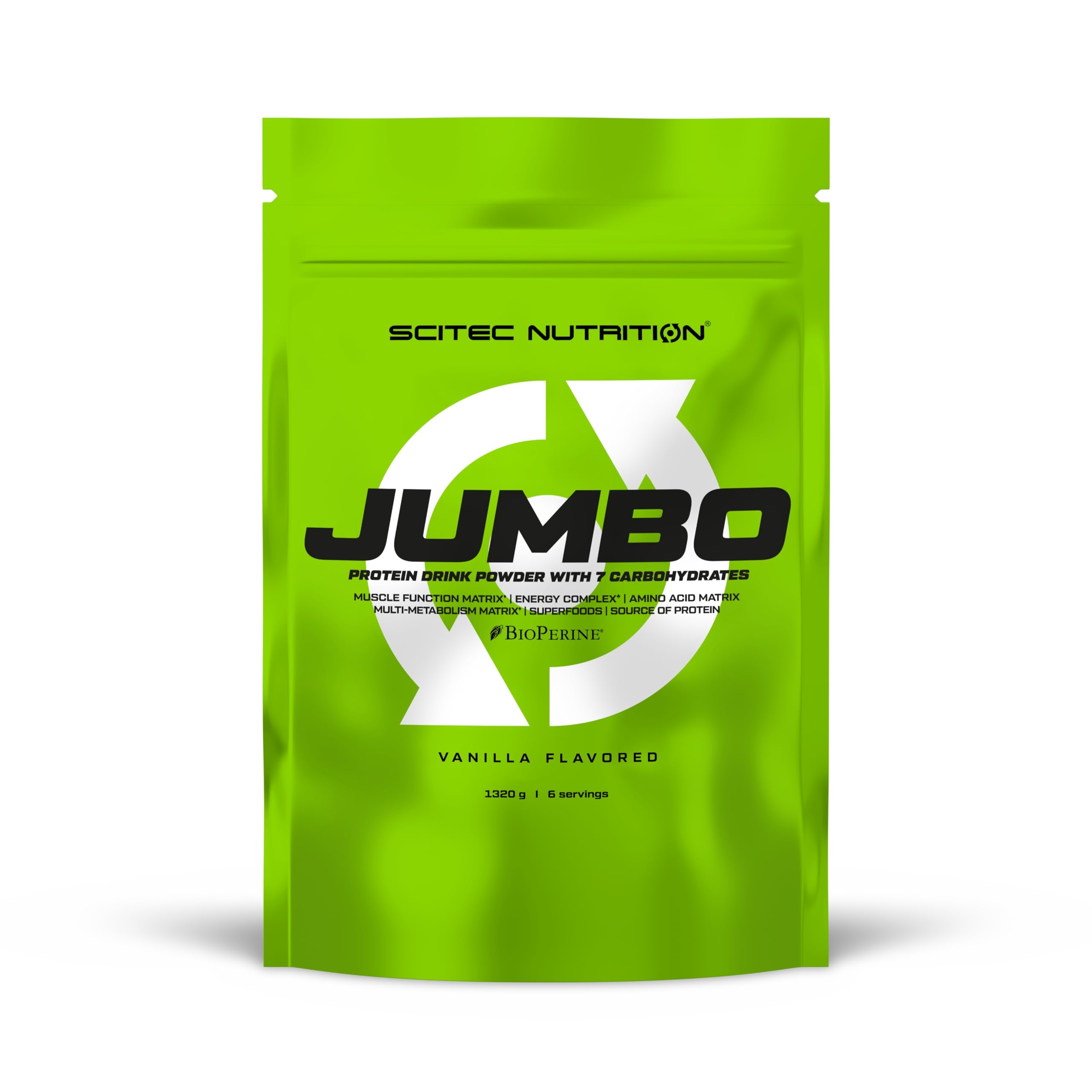 Scitec Nutrition Jumbo - Hochkalorischer Weight Gainer - mit Mehrkomponenten-Protein - Aminosäuren-Matrix - Metabolische Matrix - Superfood-Mischung, 1,32 kg, Vanille