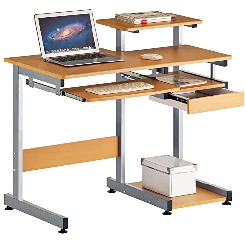 BAKAJI Ablagefach Schreibtisch mit Schublade, Scanner-Ablage, Fach für PC, Haus und Büro, Holzwerkstoff Metall, Standard