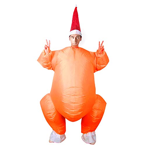 Napacoh Truthahnkostüm, Aufblasbares Truthahnkostüm Für Erwachsene, Cosplay-Overall Zum Halloween-Erntedankfest, Ausgefallenes Cosplay-Kostüm Orange