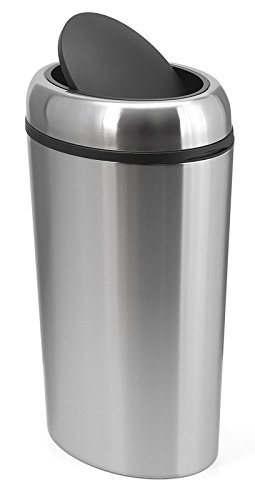 Hygiene-shop Top-Select Ovaler Swing Abfallbehälter 40 Liter, Farbe:Edelstahl