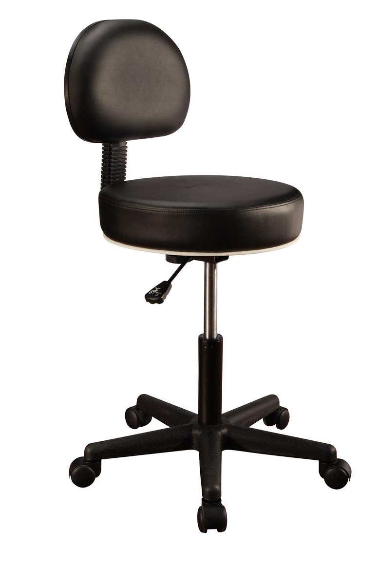 Master Massage Backrest Rollhocker Drehhocker mit Rückenlehne Höhenverstellbar-Schwarz